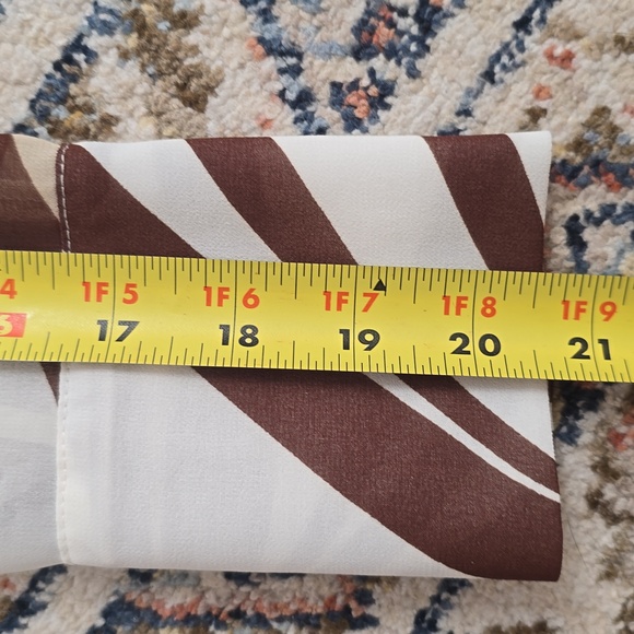 WORTHINGTON WOMEN'S BROWN & WHITE FRONT BUTTON LONG SLEEVE BLOUSE PETITE SMALL - Picture 16 of 16